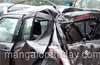 Car tyre bursts at Yeyyady ; miraculous escape for three of family